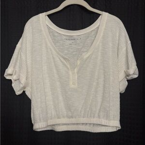 Aeropostale Women's Cream Textured Short Sleeve Top